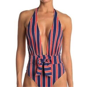 Weworewhat x onia Brooklyn one piece in red and blue stripe